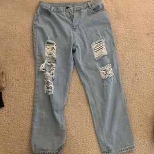 Blue ripped denim jeans